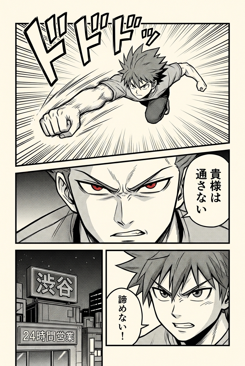 AI-generated Japanese manga panel with accurate kanji text by GPT Image 2