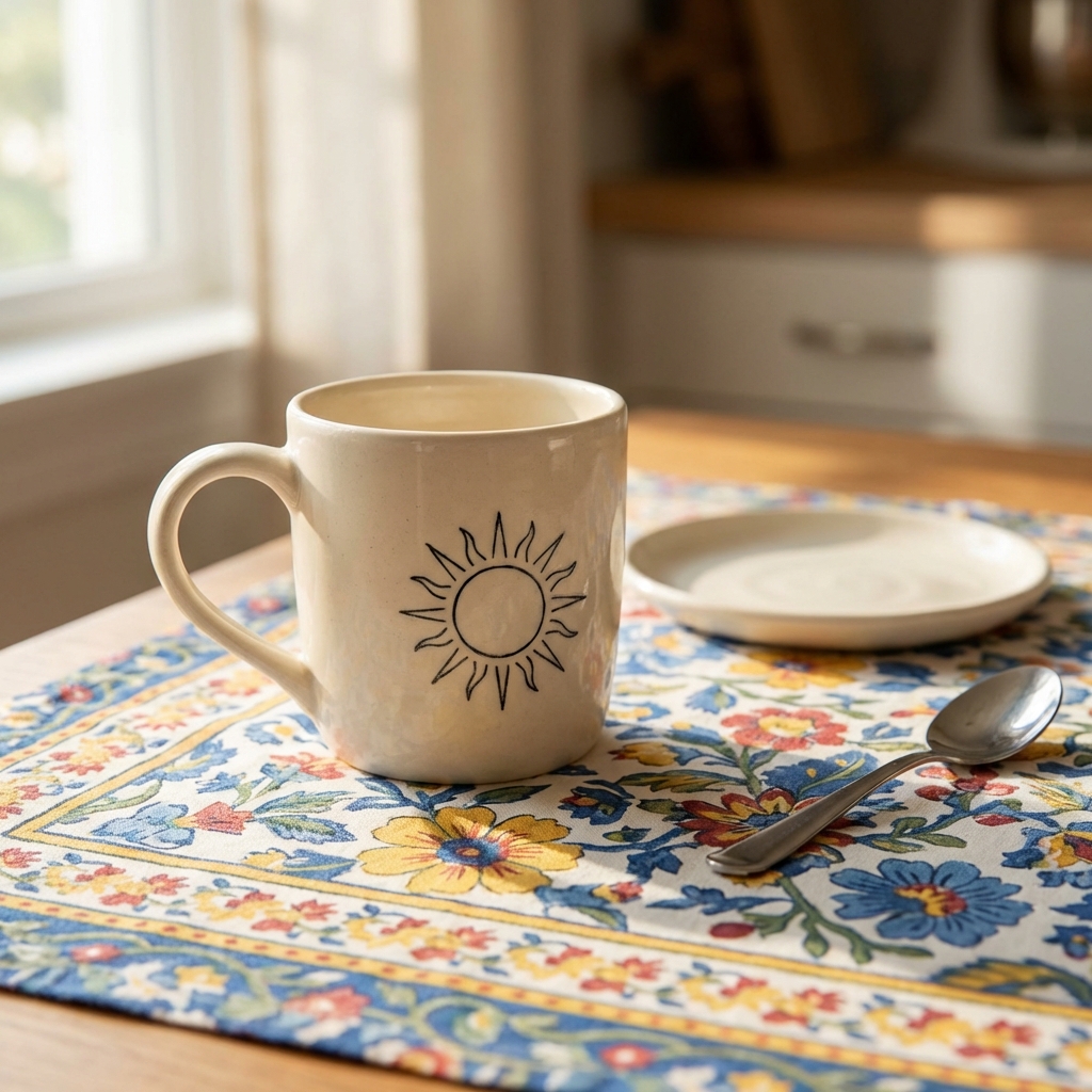 Product on a textured fabric surface before AI background removal