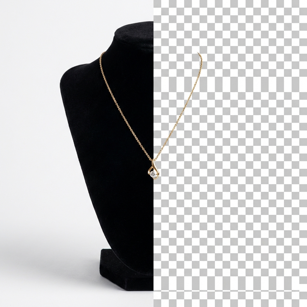 Jewelry product with background removed — clean transparent PNG of a ring with precise edge detection