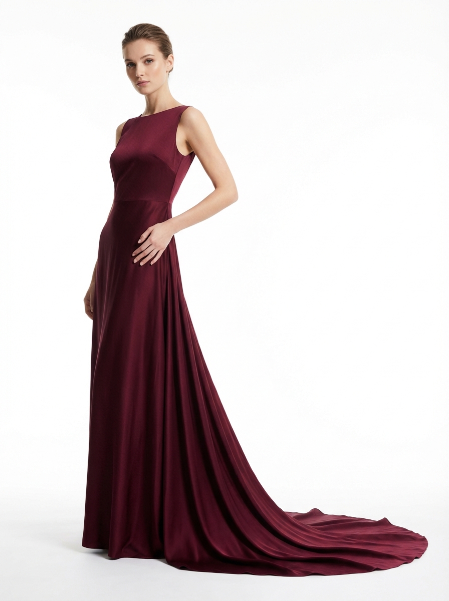 AI clothes changer result: model in an elegant silk evening gown