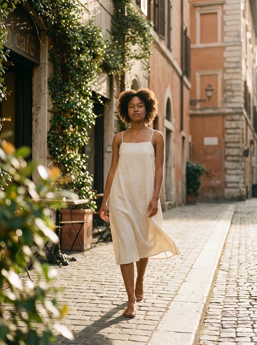 Virtual try on clothes — outdoor street style lifestyle shot