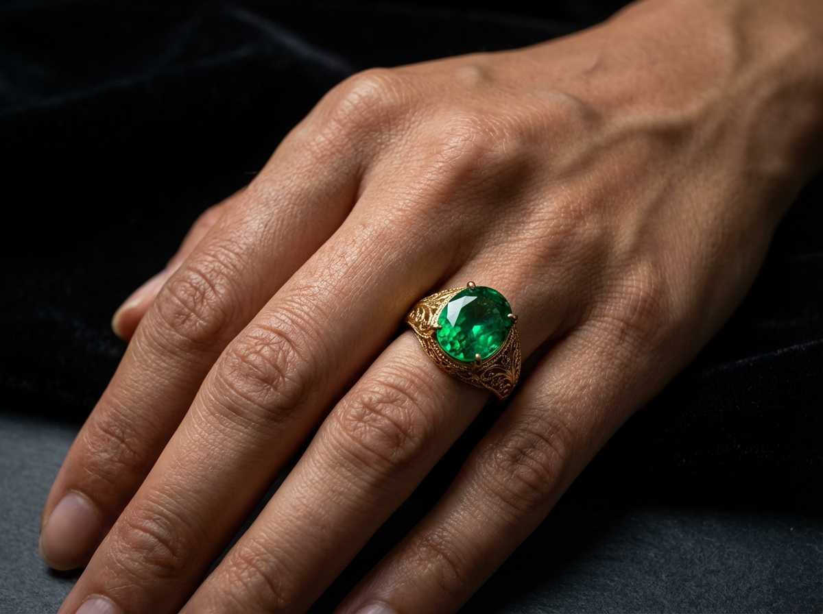 Virtual try on jewelry — front close-up showing gemstone sparkle