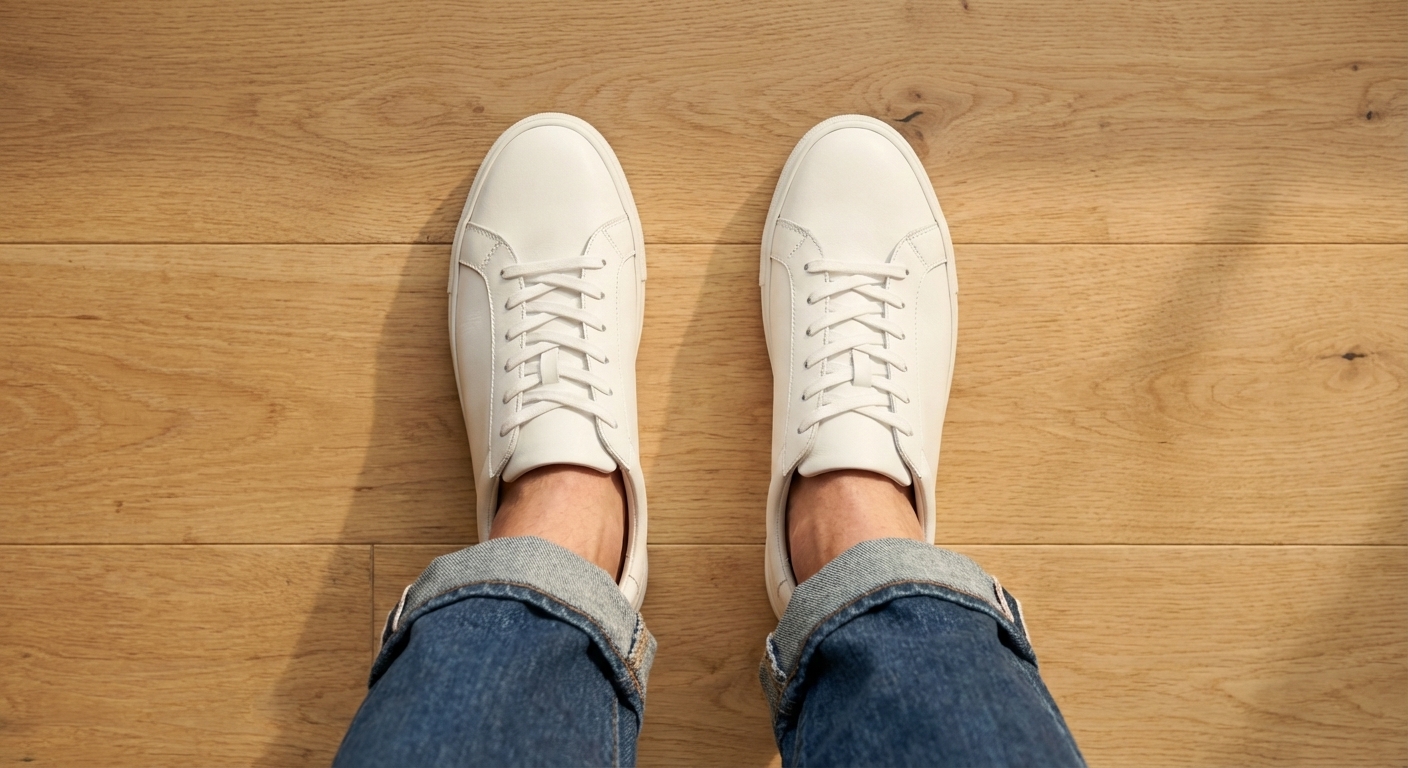 Virtual try on shoes — overhead view with outfit pairing